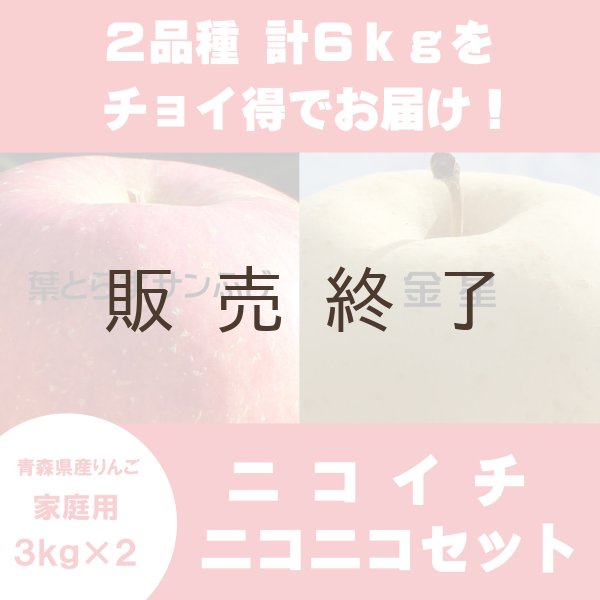 画像1: 【ニコイチセット】葉とらずサンふじ＆金星　家庭用　３kg×２箱 (1)